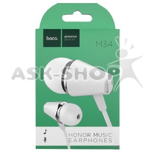 Hands Free 3.5 Hoco M34 белые 1,2м (40) - фото