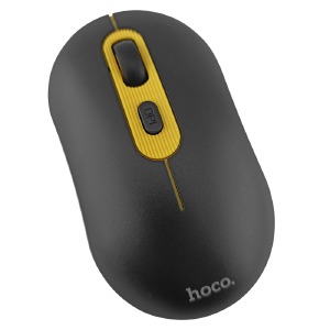 Компьютерная мышка беспроводная Hoco GM21 черная с желтым - фото