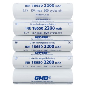 Аккумулятор 18650 GMB INR 2200 mA 3.7v 15A(6.8C) по 5 шт/цена за 1 бат. - фото