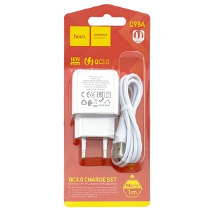 СЗУ microUSB Hoco C98A 3A/1USB/18W/блистер белый (30) - фото