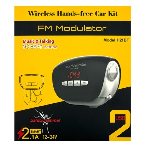 FM модулятор H21 12-24V/2.1A/2USB/MicroSD/BT/LCD дисплей/аварийный молоток черный - фото