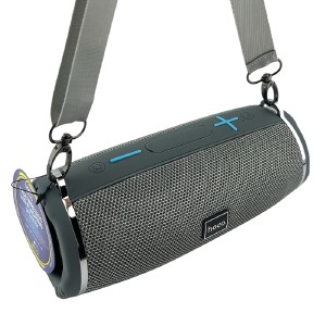 Колонка Hoco HC12 5Wx2/LED/BT5.0/USB/AUX/microSD/FM/1200mAh/TWS/IPX4 22,3х10,5х9,6см серая - фото