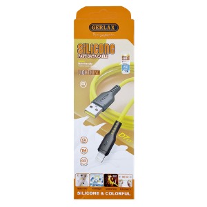 Кабель iPhone Lightning Gerlax D7LY 3A силиконовый желтый 1м - фото