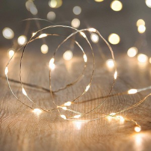 Гирлянда на медной проволке 30 LED/3м/работает от батареек/USB/теплый белый (гарантия 1нед.) - фото
