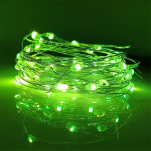 Гирлянда на медной проволке 100 LED/10м/работает от батареек/USB/зеленый (гарантия 1нед.) - фото