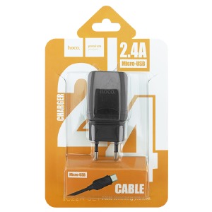 СЗУ microUSB Hoco C22A 2.4A/1USB/блистер черный 1м (41) - фото