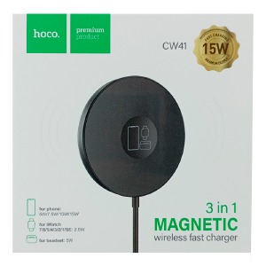 Беспроводное зарядное Hoco CW41 3in1 15W черное - фото