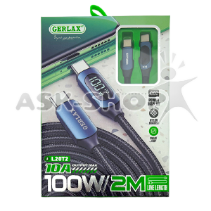Кабель Type-C to Type-C Gerlax L20T2 10A/100W тканевой черный 2м - фото