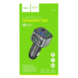 FM модулятор Hoco E67 12-24V/2USB/QC3.0/BT5.0/LCD дисплей черный - фото