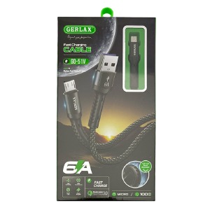 Кабель microUSB Gerlax GD-51V 6А/QC3.0 тканевой черный 1м  - фото
