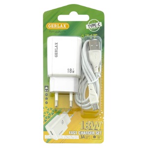 СЗУ Type-C Gerlax A71T 3A/1USB/20W/QC3.0/блистер белый 1м  - фото