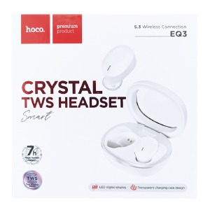 Hands Free Bluetooth Hoco EQ3 TWS/BT5.3/40mAh/300mAh/LED дисплей белые (14) - фото