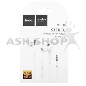 Hands Free 3.5 Hoco M1 Pro белые 1,2м (34) - фото