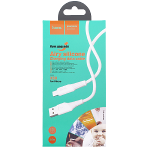 Кабель microUSB Hoco X58 2.4A силиконовый белый 1м (22) - фото