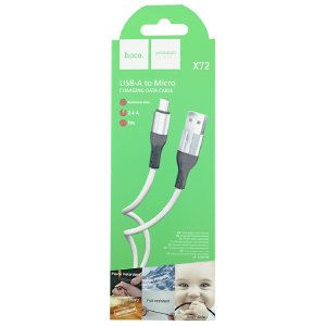 Кабель microUSB Hoco X72 2.4A силиконовый белый 1м (31) - фото