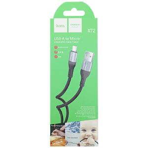 Кабель microUSB Hoco X72 2.4A силиконовый черный 1м (31) - фото
