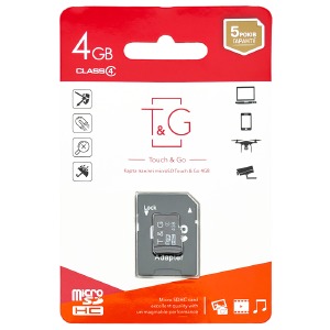 Карта памяти Micro SD 4GB (4) (+adapter) T&G - фото