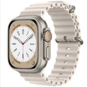 Ремешок для Apple Watch 42/44/45/49mm Ocean Band силиконовый светло-серый ML - фото