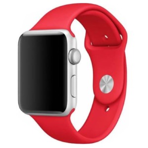 Ремешок для Apple Watch 42/44/45/49mm силиконовый (06) красный L - фото