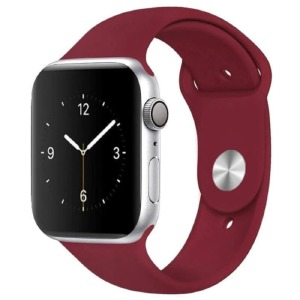 Ремешок для Apple Watch 42/44/45mm силиконовый вишневый S - фото