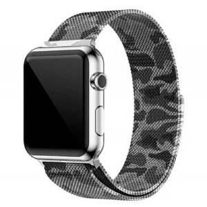 Ремешок для Apple Watch 38/40/41mm Миланская петля хаки серо-черный - фото