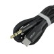 Кабель 3,5 AUX - Type-C Gerlax GX-05T тканевой черный 1м# - фото 2