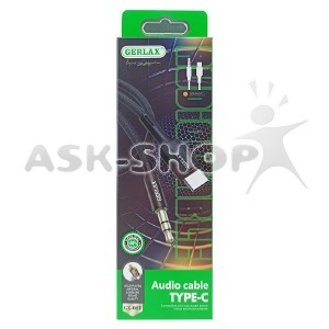 Кабель 3,5 AUX - Type-C Gerlax GX-05T тканевой черный 1м# - фото