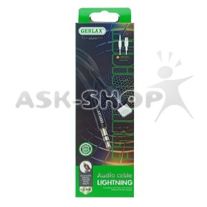 Кабель 3,5 AUX - Lightning Gerlax GX-05L тканевой черный 1м# - фото