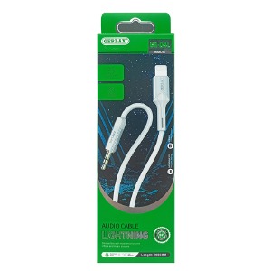 Кабель 3,5 AUX - Lightning Gerlax GX-04L силиконовый белый 1м - фото