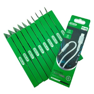 `SET кабелей 3,5 AUX - Lightning Gerlax GX-04L силиконовый белый 1м (10ШТ!!!+1ШТ ПОДАРОК) - фото