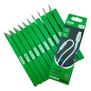 `SET кабелей 3,5 AUX - Type-C Gerlax GX-04T силиконовый белый 1м (10ШТ!!!+1ШТ ПОДАРОК) - фото