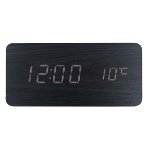 Часы настольные VST-862-6 будильник/дата/температура/от сети и батареек/в виде черного дерев.бруска/белая подсветка - фото