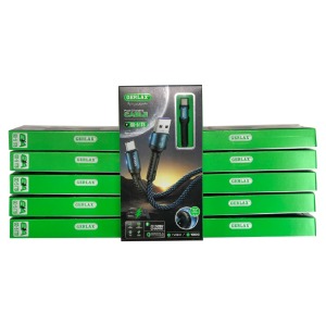 `SET кабелей Type-C Gerlax GD-51TB 6А/SUPER FAST CHARGE тканевой синий 1м (10ШТ!!!+1ШТ ПОДАРОК) - фото