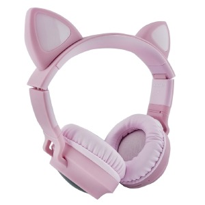 Наушники большие MP3 + Bluetooth Hoco W27 (Cat ear) розовые (уценка, трещина внутри на дуге) - фото