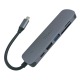 HUB Type-C Hoco HB28 6в1 (HDTV+USB3.0+USB2.0+SD+TF+PD) Metal Gray - фото 1