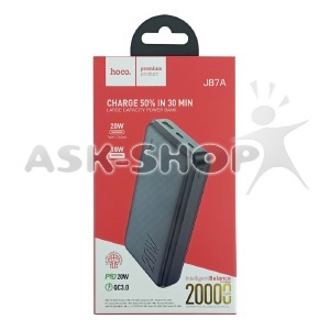 Power bank/Павербанк 20000mA Hoco J87A 3A/1USB/QC3.0/PD20W (input microUSB 18W/Type-C 18W) черный (36) - фото