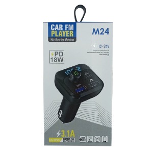 FM модулятор M24 12-24V/3.1A/2USB/PD18W/MicroSD/BT5.0/LCD дисплей черный - фото