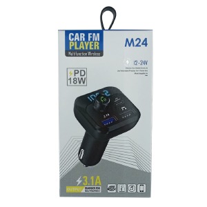 FM модулятор M24 12-24V/3.1A/2USB/PD18W/MicroSD/BT 5.0/LED черный - фото