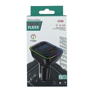 FM модулятор G38 Bluetooth 2USB+PD LED черный - фото