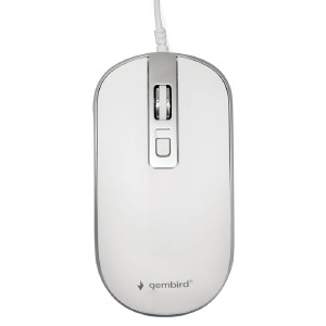 Компьютерная мышка проводная USB Gembird MUS-4B-06-WS в блистере бело-серая - фото