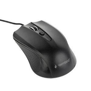 Компьютерная мышка проводная USB Gembird MUS-4B-01 4 кнопки/800-1200DPI черная 1,35м - фото