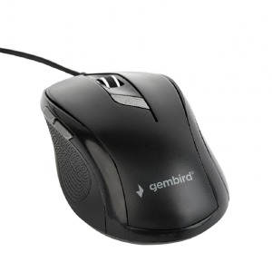 Компьютерная мышка проводная USB Gembird MUS-6B-01 6 кнопок/400-1600DPI блистер черная 1,35м - фото