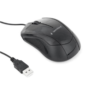 Компьютерная мышка проводная USB Gembird MUS-3B-02 3 кнопки/1000DPI черная1,35м - фото