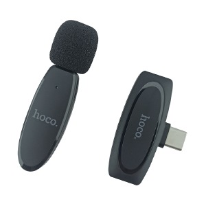Микрофон для стримов беспроводной Hoco L15 Type-C (петличка) черный - фото