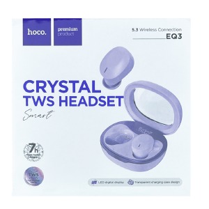 Hands Free Bluetooth Hoco EQ3 TWS/BT5.3/40mAh/300mAh/LED дисплей фиолетовые (14) - фото