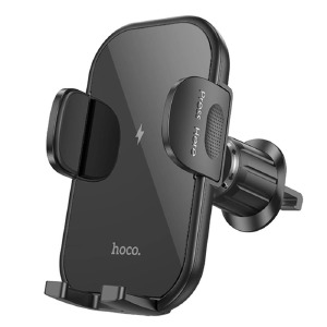 Автодержатель Hoco HW4 беспроводное зарядное 15W (крепление на вентиляцию 4.5-7.0″) черный - фото