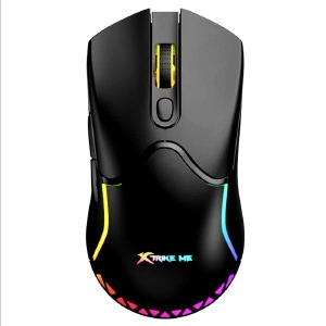 Компьютерная мышка беспроводная XTRIKE GW-610 RGB/7 кнопок/USB 2.4GHz/с аккумулятором/проводная/800-8000DPI черная 1,5м - фото
