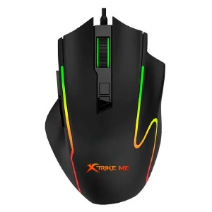 Компьютерная мышка проводная USB игровая XTRIKE GM-518 RGB/9 кнопок/800-12800DPI черная 1,5м - фото