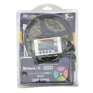 LED лента 5050 RGB 16 colors 5 м управление через телефон работает от сети (разъем DC12V) с пультом и контроллером - фото