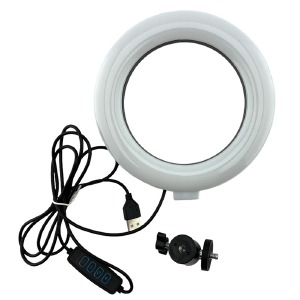 Кольцевая LED-селфи лампа 16см QX-160 пульт на проводе/крепление под штатив/USB - фото